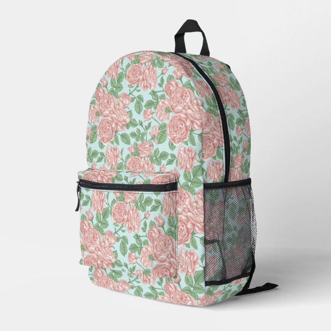 Mochila Impresa Rosa de flores rosadas patrón de Bouquet Garden (Esquina derecha trasera )