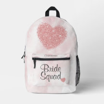 Mochila impresa rosa de la dama de honor