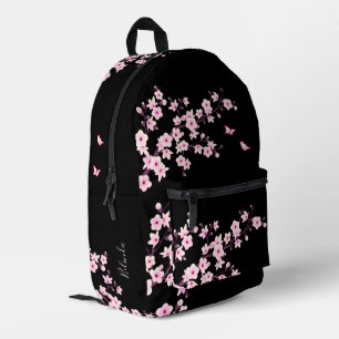 Mochila Impresa Rosa Flor de Cerezo Monograma Negro