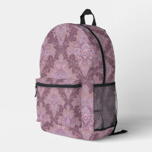Mochila Impresa Rosa Lavanda Polvorienta Lila Mauve Damask Elegant