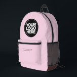 Mochila Impresa Rosa marrón | Logotipo y texto corporativo persona<br><div class="desc">Rosa pastel clásico y marrón chocolate | Logotipo corporativo personalizado y mochila impresa de texto para empresas modernas</div>