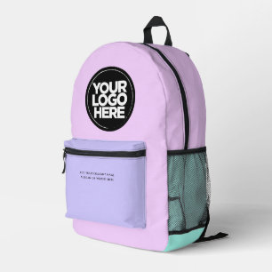 Mochila Impresa Rosa pastel   Logotipo y texto corporativo persona
