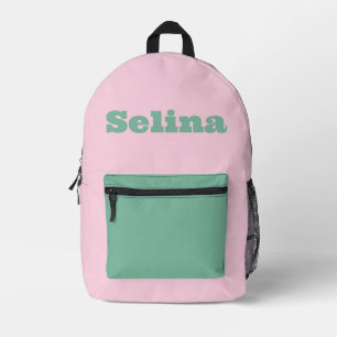 Mochila Impresa Rosa personalizado y verde menta