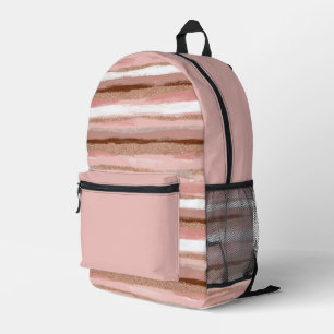 Mochila impresa rosa Purpurina de oro a rayas