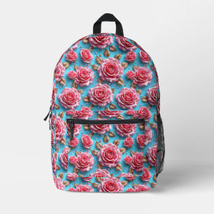 Mochila Impresa Rosas 3d rosadas