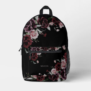 Mochila Impresa Rosas acuarela fondo negro
