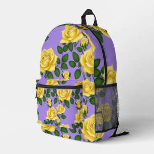 Mochila Impresa Rosas amarillas brillantes con hojas verdes