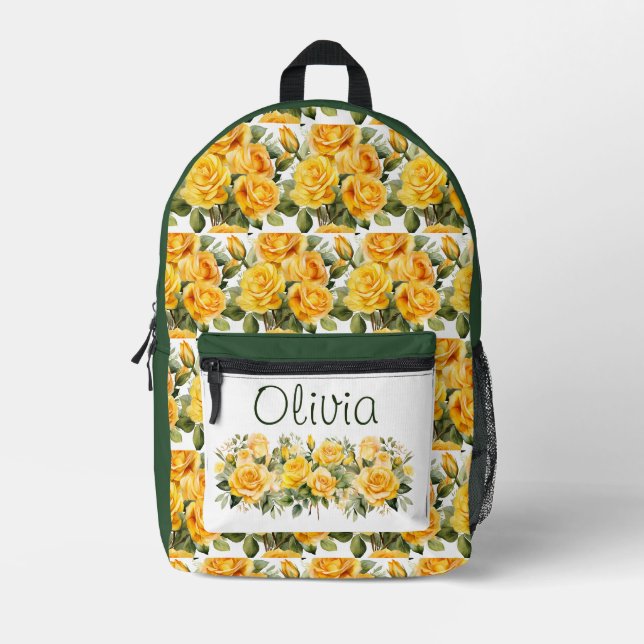 Mochila Impresa Rosas Amarillas Chic (Anverso)