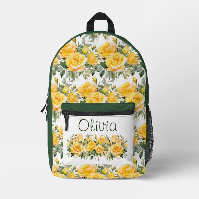 Mochila Impresa Rosas Amarillas Chic (Anverso)