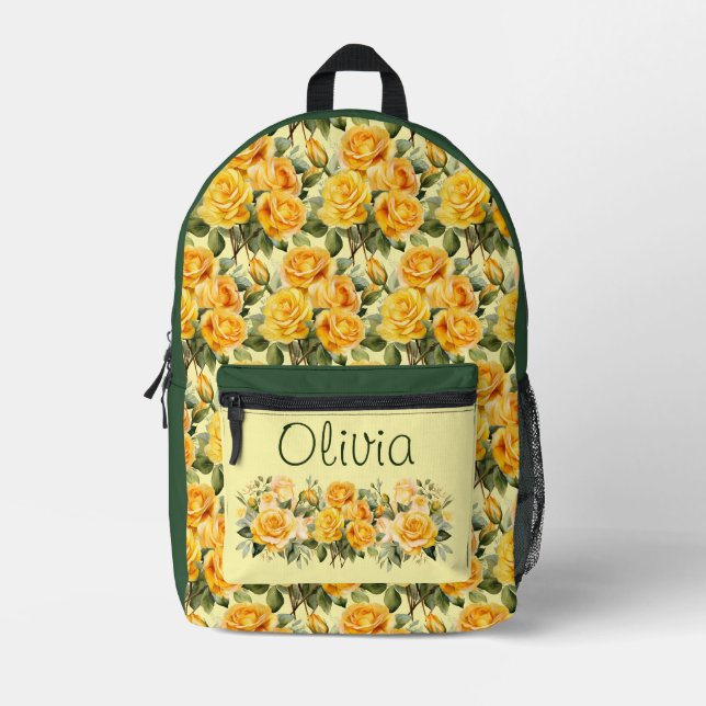 Mochila Impresa Rosas Amarillas Chic (Anverso)