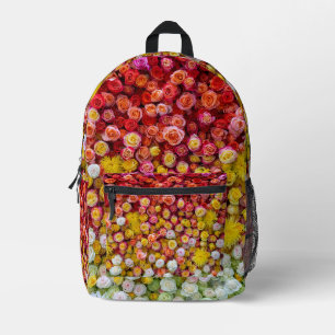 Mochila Impresa Rosas Coloridas y Crisantemos Gradiente Floral