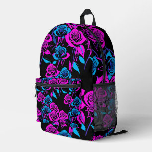 Mochila Impresa Rosas De Color Neón