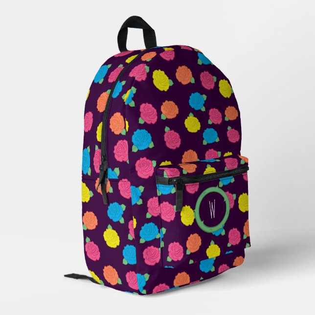 Mochila Impresa Rosas de neón (Esquina izquierda trasera)