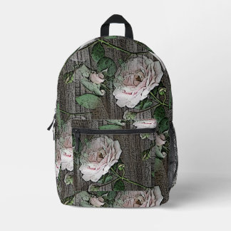 Mochila Impresa Rosas en madera