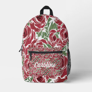Mochila Impresa Rosas Floral de color rojo verde