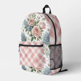 Mochila Impresa Rosas Florales Vintage Flores de Lila
