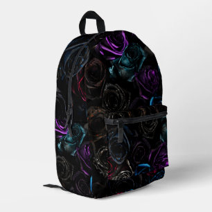 Mochila Impresa Rosas góticas oscuras patrón de textura de terciop
