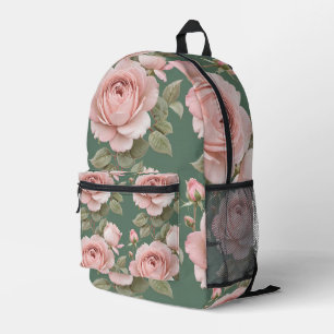 Mochila Impresa Rosas Inglesas Clásicas en Rosa Rubor