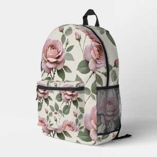 Mochila Impresa Rosas Inglesas Clásicas En Tonos Suaves De Rosa