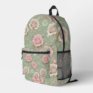 Mochila Impresa Rosas inspiradas en Art Nouveau en tonos de rosa p