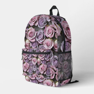 Mochila Impresa Rosas Lavanda Con Lilac Suave Y Rosa
