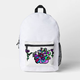 Mochila Impresa Rosas púrpura de pavo real 
