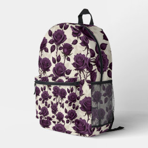 Mochila Impresa Rosas púrpura oscuras brillantes sobre un fondo de