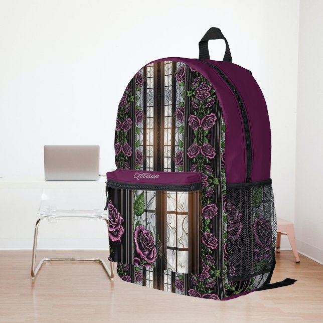 Mochila Impresa Rosas púrpuras por la ventana - personalizado de e (Subido por el creador)