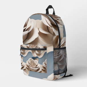 Mochila Impresa Rosas renderizadas en 3D en tonos de azul y blanco