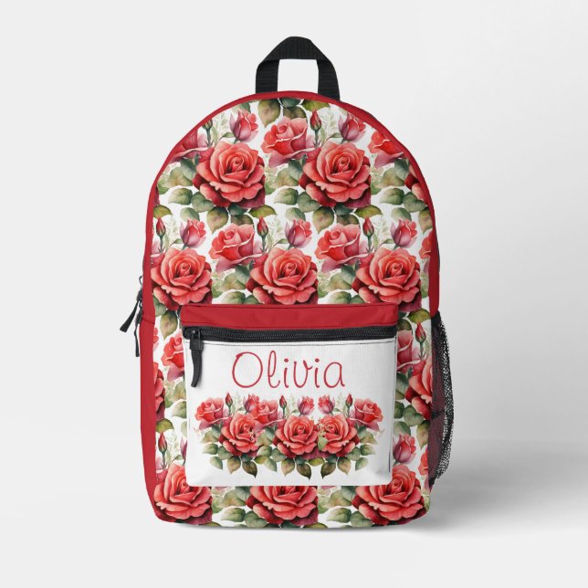Mochila Impresa Rosas Rojas Chic (Anverso)