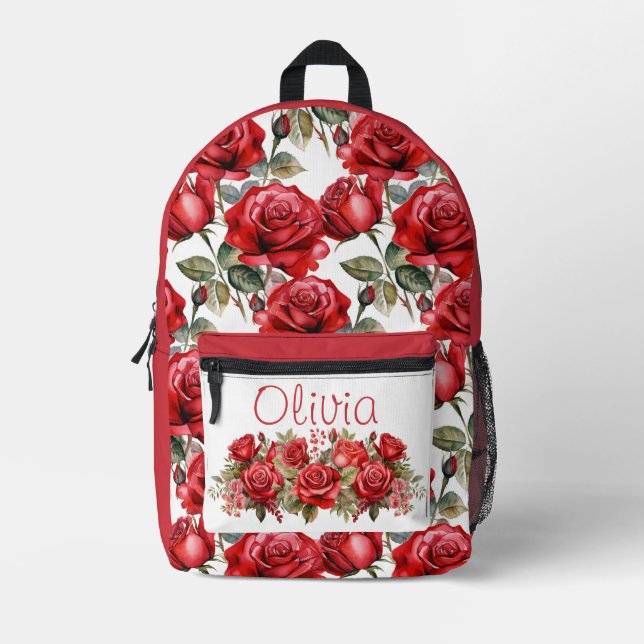 Mochila Impresa Rosas Rojas Chic (Anverso)