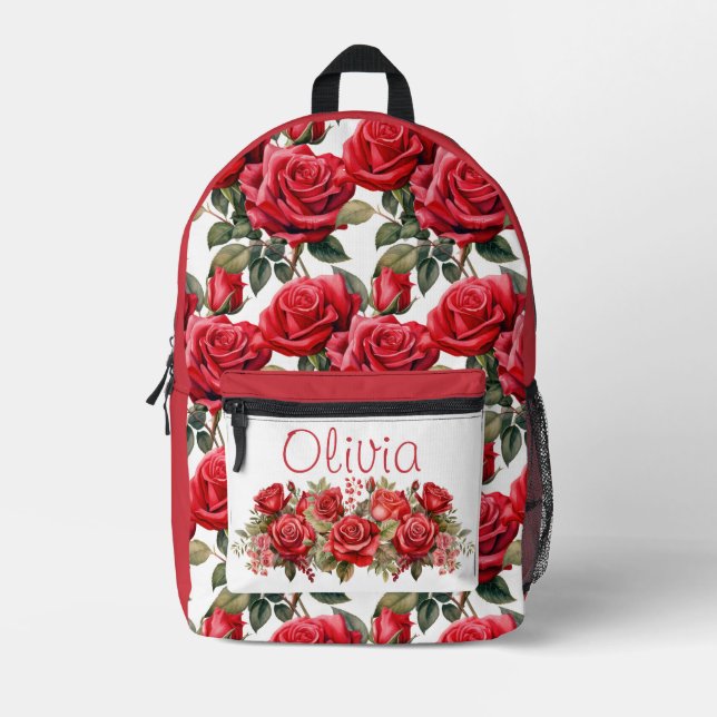 Mochila Impresa Rosas Rojas Chic (Anverso)