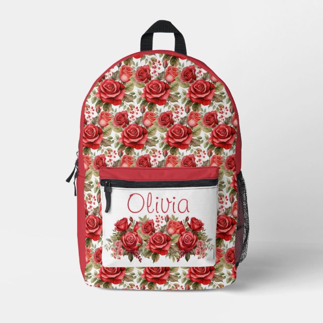 Mochila Impresa Rosas Rojas Chic (Anverso)