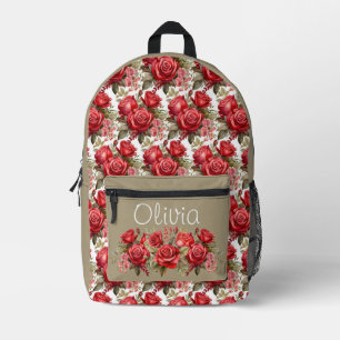 Mochila Impresa Rosas Rojas Chic de Regreso
