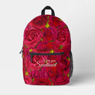 Mochila Impresa Rosas Rojas Te Amo Nombre