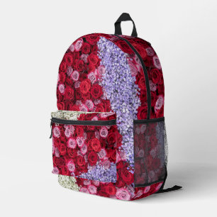 Mochila Impresa Rosas rojas y rosadas con Gypsophila colorida