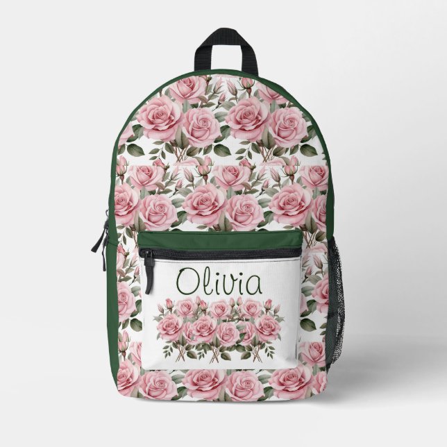 Mochila Impresa Rosas rosadas chic (Anverso)