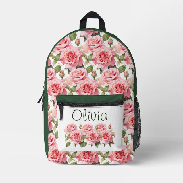 Mochila Impresa Rosas rosadas chic (Anverso)