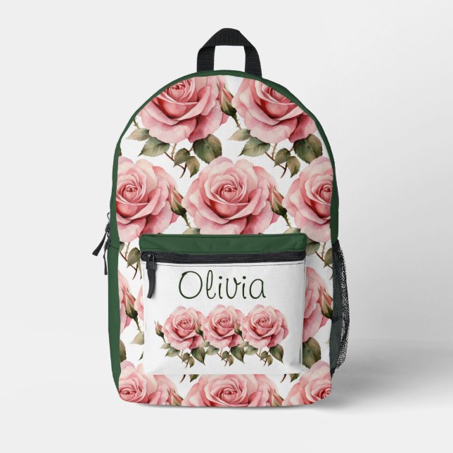 Mochila Impresa Rosas rosadas de moda (Anverso)