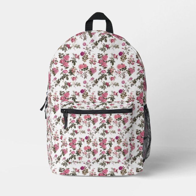 Mochila Impresa Rosas rosadas vintage (Anverso)