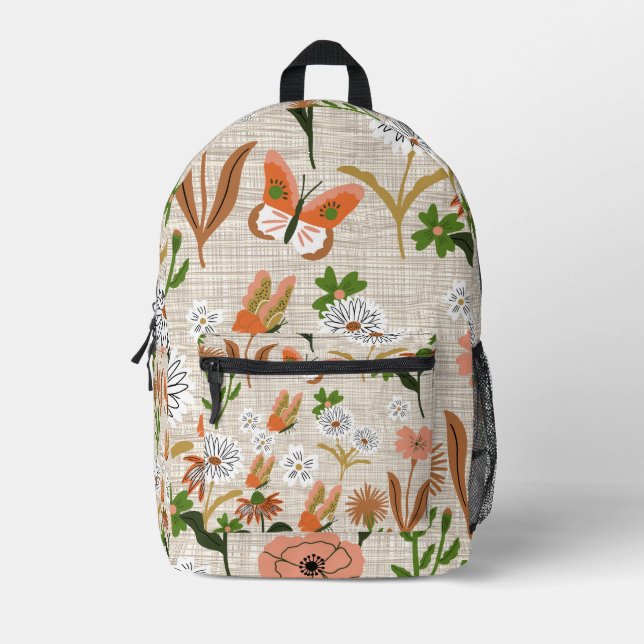 Mochila Impresa Rough Bamboo Floral Daisy Butterfly Shamrock (Anverso)