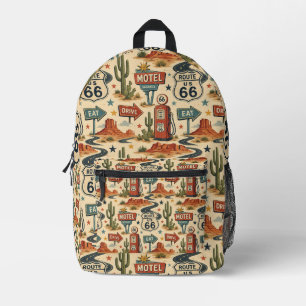 Mochila Impresa Route 66 Retro Motel Estilo de Viaje Estudiantil