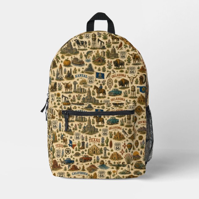 Mochila Impresa Route 66 States Trail Pack (Anverso)