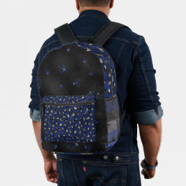 MOCHILA IMPRESA ROYAL BLUE & SILVER STRIPTS & ANIMAL PRINT LOOK