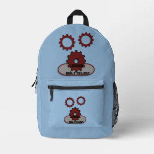 Mochila Impresa Ruedas de ingeniería azules "Construidas para dura