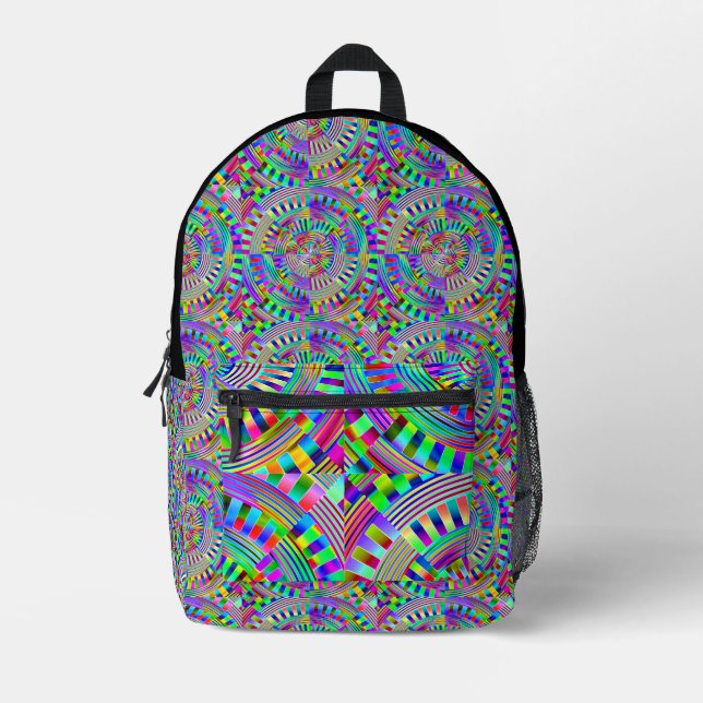 Mochila Impresa ruedas y clavijas abstractas (Anverso)