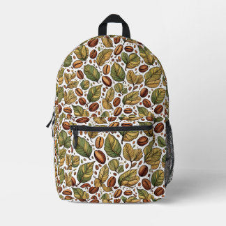 Mochila Impresa Rustic Coffee Bean & Leaf Pattern Backpack - Uniqu