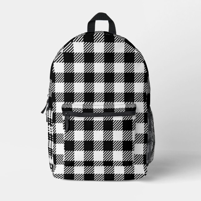 Mochila Impresa Rustic Farmhouse Black & White Checkered (Anverso)