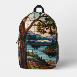 Mochila Impresa Rustic mountain range landscape stain glass