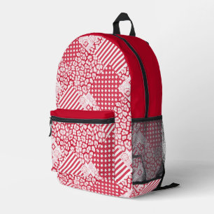 Mochila Impresa Rústico de mosaico rojo y blanco